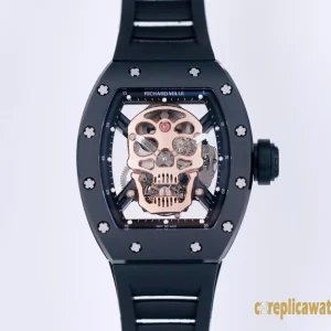Replica Watches Richard Mille RM 52 45mm Skeleton Dial Mens Swiss Automatic Rubber Strap 1:1 Clone Watch