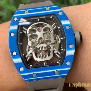 Replica Watches Richard Mille RM 52-01 49mm Skeleton Dial Mens Swiss Automatic Rubber Strap 1:1 Clone Watch