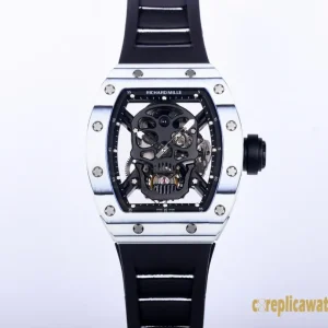 Replica Watches Richard Mille RM52-01 49mm White Dial Mens Swiss Automatic Rubber Strap 1:1 Clone Watch