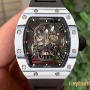 Replica Watches Richard Mille RM52 45 mm Black Dial Men Swiss automatic movement Rubber strap 1:1 Clone Watch