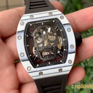 Replica Watches Richard Mille RM 52 45 mm Black Dial Mens Swiss automatic movement Rubber strap 1:1 Clone Watch