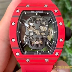 Replica Watches Richard Mille RM 52 45mm Black Dial Mens Swiss Automatic Rubber Strap 1:1 Clone Watch