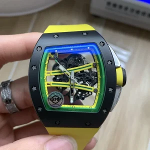 Replica Watches Richard Mille RM 61-01 45mm Yellow Dial Mens Swiss Automatic Rubber Strap 1:1 Clone Watch