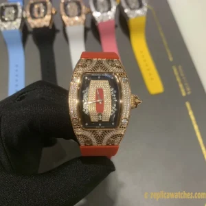 Replica Watches Richard Mille RM007 45mm Black Dial Women Swiss Automatic Rubber Strap 1:1 Clone Watch