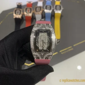 Replica Watches Richard Mille RM007 45mm Black Dial Women Swiss Automatic Rubber Strap 1:1 Clone Watch