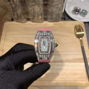 Replica Watches Richard Mille RM007 45mm Diamond Dial Women Swiss Automatic Movement Rubber Strap 1:1 Clone Watch