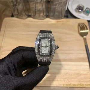 Replica Watches Richard Mille RM007 45mm Diamond Dial Women Swiss Automatic Rubber Strap 1:1 Clone Watch