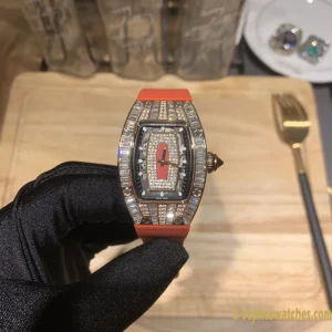 Replica Watches Richard Mille RM 007 45 mm Black Dial Women Swiss automatic movement Rubber strap 1:1 Clone Watch