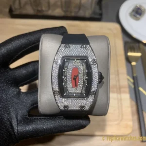 Replica Watches Richard Mille RM007 45mm Black Dial Women Swiss Automatic Rubber Strap 1:1 Clone Watch