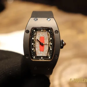 Replica Watches Richard Mille RM 007 45 mm Red Dial Women Swiss Automatic Rubber Strap 1:1 Clone Watch