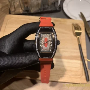 Replica Watches Richard Mille RM 007 45 mm Rose Gold Dial Women Swiss automatic movement Rubber Strap 1:1 Clone Watch