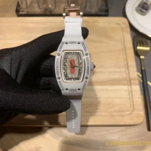 Replica Watches Richard Mille RM007 45mm Diamond Dial Women Swiss Automatic Rubber Strap 1:1 Clone Watch