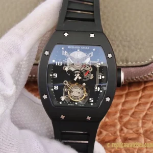 Replica Watches Richard Mille RM 011 45mm Blue Dial Mens Swiss automatic movement Rubber Strap 1:1 Clone Watch