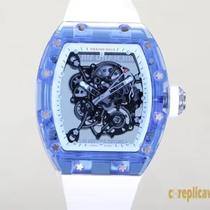 Replica Watches Richard Mille RM055 43mm Clear Dial Mens Swiss automatic movement Rubber strap 1:1 Clone Watch