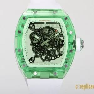 Replica Watches Richard Mille RM055 43mm Green Dial Mens Swiss Automatic Movement Rubber Strap 1:1 Clone Watch