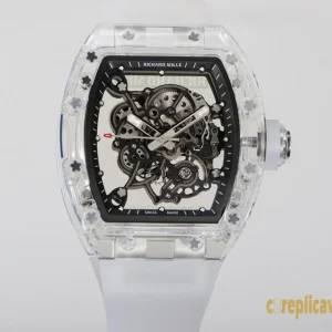 Replica Watches Richard Mille RM055 43mm Skeleton Dial Men Swiss Automatic Movement Rubber Strap 1:1 Clone Watch