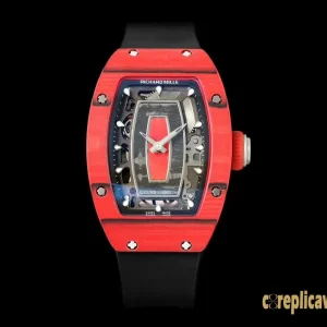 Replica Watches Richard Mille RM07 45mm Red Dial Mens Swiss Automatic Rubber Strap 1:1 Clone Watch