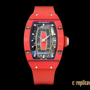 Replica Watches Richard Mille RM07 45mm Red Dial Mens Swiss Automatic Movement Rubber Strap 1:1 Clone Watch