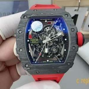Replica Watches Richard Mille RM35-02 45mm Blue Dial Mens Swiss Automatic Rubber Strap 1:1 Clone Watch