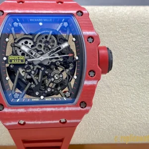 Replica Watches Richard Mille RM35-02 45mm Skeleton Dial Men Swiss Automatic Rubber Strap 1:1 Clone Watch