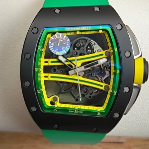 Replica Watches Richard Mille RM 61-01 45 mm Green Dial Mens Swiss Automatic Rubber Strap 1:1 Clone Watch