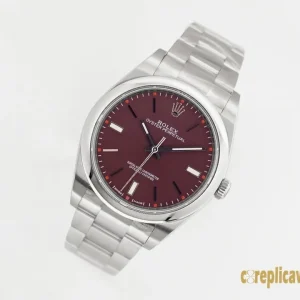 Replica Watches Rolex Oyster Perpetual 40mm Burgundy Dial Men Swiss Automatic Movement Metal Bracelet 1:1 Clone Watch