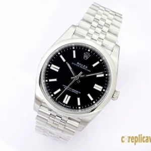 Replica Watches Rolex Oyster Perpetual 41mm Black Dial Men Swiss Automatic Movement Metal bracelet 1:1 Clone Watch
