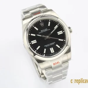 Replica Watches Rolex Oyster Perpetual 41mm Black Dial Men Swiss Automatic Movement Metal bracelet 1:1 Clone Watch