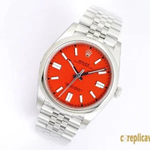 Replica Watches Rolex Oyster Perpetual 41mm Coral Dial Men Swiss Automatic Movement Metal bracelet 1:1 Clone Watch
