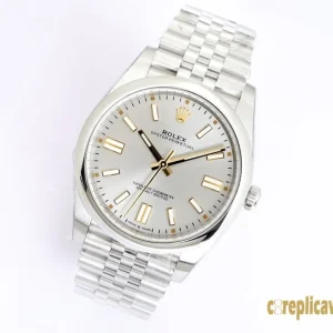 Replica Watches Rolex Oyster Perpetual 41mm Silver Dial Men Swiss Automatic Movement Metal bracelet 1:1 Clone Watch