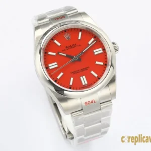 Replica Watches Rolex Oyster Perpetual 41mm Coral Dial Men Swiss Automatic Movement Metal bracelet 1:1 Clone Watch
