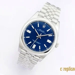 Replica Watches Rolex Oyster Perpetual 41mm Blue Dial Men Swiss Automatic Movement Metal bracelet 1:1 Clone Watch