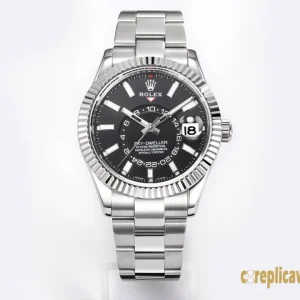 Replica Watches Rolex Sky-Dweller 42mm Black Dial Men Swiss Automatic Movement Metal bracelet 1:1 Clone Watch