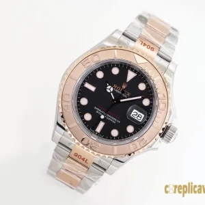 Replica Watches Rolex Yacht-Master 40mm Black Dial Men Swiss Automatic Movement Metal bracelet 1:1 Clone Watch