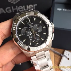 Replica Watches Tag Heuer Aquaracer 43mm Black Dial Mens Swiss Automatic Metal Bracelet 1:1 Clone Watch