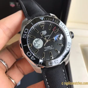 Replica Watches Tag Heuer Aquaracer 43mm Black Dial Mens Swiss Automatic Rubber Strap 1:1 Clone Watch