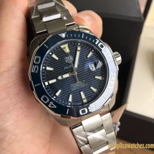Replica Watches Tag Heuer Aquaracer 43mm Blue Dial Mens Swiss Automatic Metal Bracelet 1:1 Clone Watch