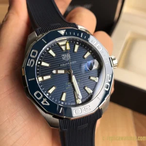 Replica Watches Tag Heuer Aquaracer 43mm Blue Dial Mens Swiss Automatic Rubber Strap 1:1 Clone Watch