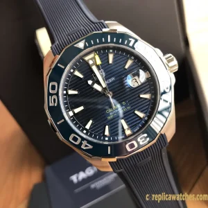 Replica Watches Tag Heuer Aquaracer 43mm Blue Dial Mens Swiss Automatic Rubber Strap 1:1 Clone Watch