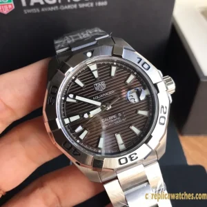 Replica Watches Tag Heuer Aquaracer 43mm Brown Dial Mens Swiss Automatic Metal Bracelet 1:1 Clone Watch