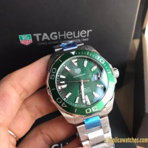 Replica Watches Tag Heuer Aquaracer 43mm Green Dial Mens Swiss Automatic Metal Bracelet 1:1 Clone Watch