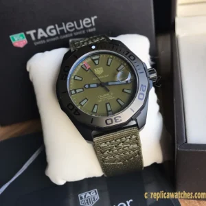 Replica Watches Tag Heuer Aquaracer 43mm Olive Green Mens Swiss Automatic Rubber Strap 1:1 Clone Watch