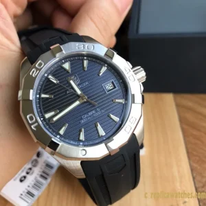 Replica Watches Tag Heuer Aquaracer 41 mm Blue Dial Mens Swiss Automatic Rubber Strap 1:1 Clone Watch