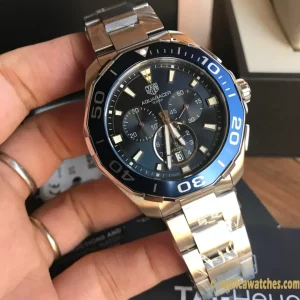 Replica Watches Tag Heuer Aquaracer 43mm Black Dial Mens Swiss Automatic Movement Metal Bracelet 1:1 Clone Watch