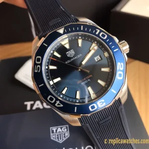 Replica Watches Tag Heuer Aquaracer 43mm Blue Dial Mens Swiss Automatic Rubber Strap 1:1 Clone Watch
