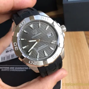 Replica Watches Tag Heuer Aquaracer 43 mm Gray Dial Men Swiss Automatic Rubber Strap 1:1 Clone Watch