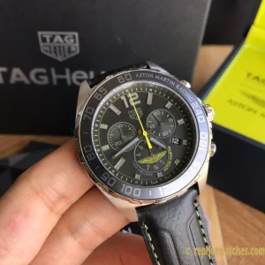 Replica Watches Tag Heuer Formula 1 43mm Black Dial Mens Swiss Quartz Leather Strap 1:1 Clone Watch
