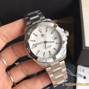 Replica Watches Tag Heuer Aquaracer 41 mm White Dial Men Swiss Automatic Metal Bracelet 1:1 Clone Watch