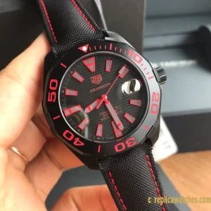 Replica Watches Tag Heuer Aquaracer 43mm Black Dial Mens Swiss Automatic Rubber Strap 1:1 Clone Watch