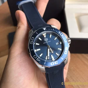 Replica Watches Tag Heuer Aquaracer 41mm Blue Dial Mens Swiss Automatic Rubber Strap 1:1 Clone Watch